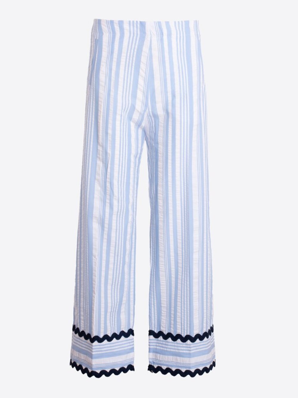 Vilagallo Light Blue Striped Pants with Navy Trim